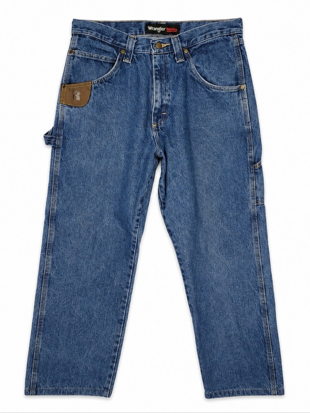 Wrangler RIGGS Workwear Carpenter Jeans Men 32x27 Blue Denim Utility Pants Heavy